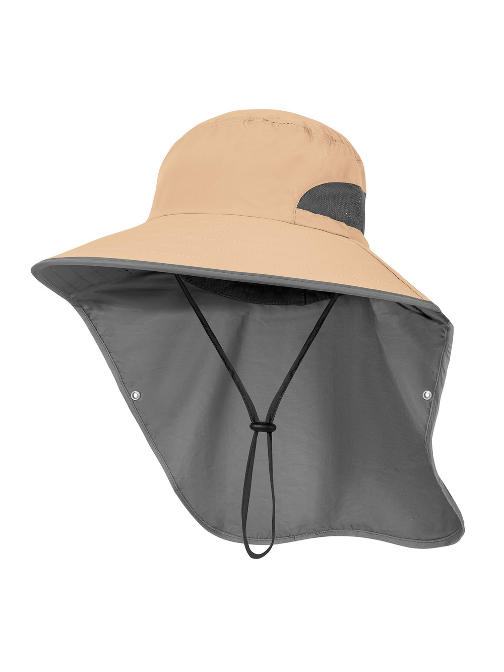 Outdoor Sun Hat Detachable Neck Face Flap UPF 50+UV Protection | Khaki | Size OS